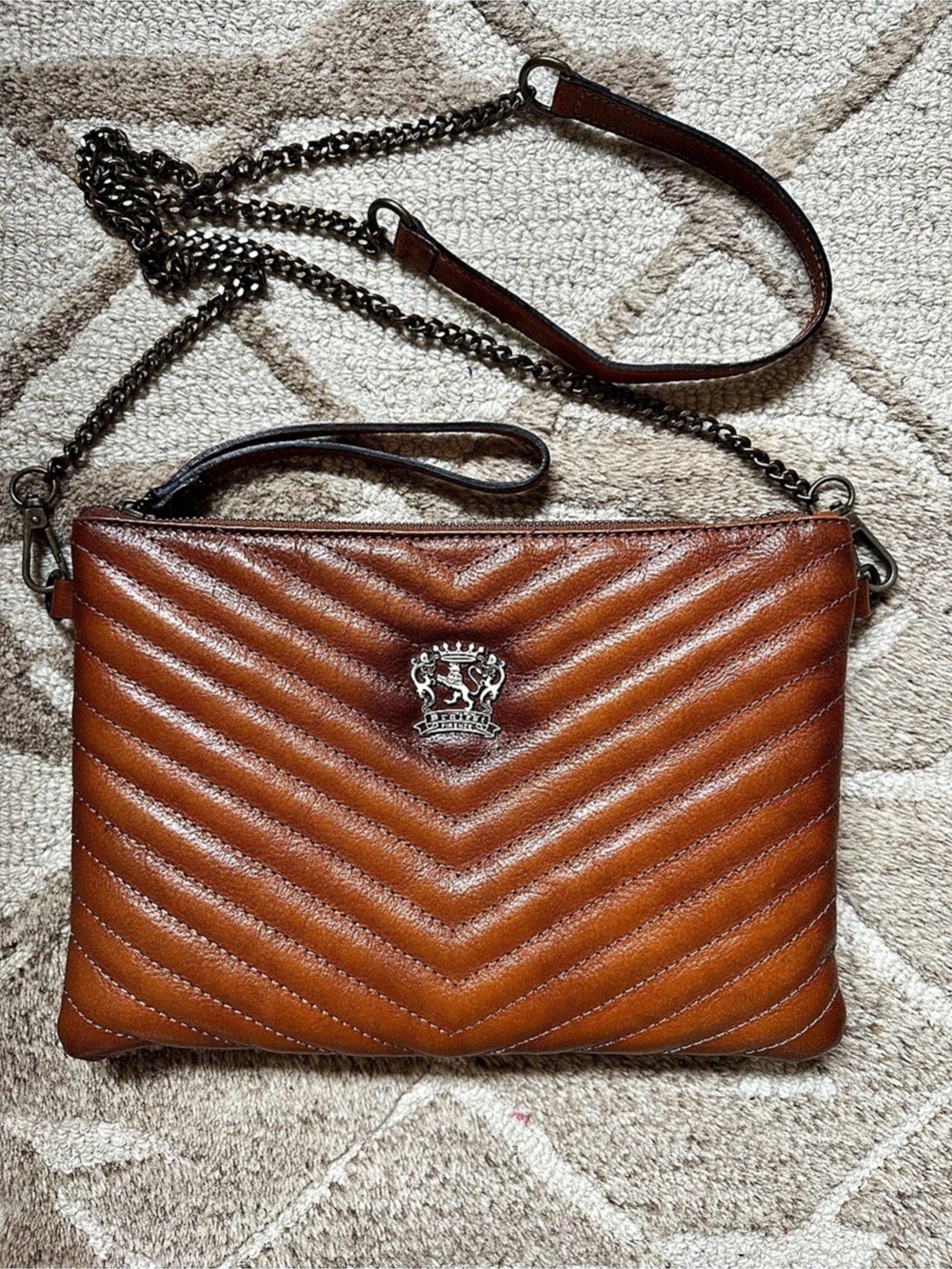 Pratesi Firenze Rufina Chevron Quilted Leather Crossbody Shoulder Bag Wristlet